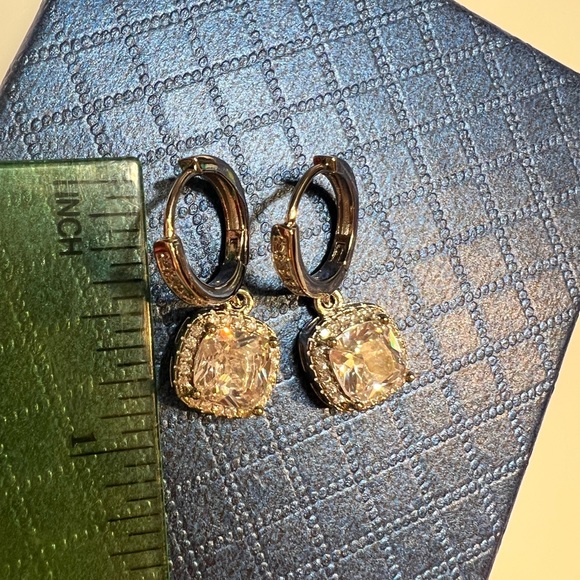 🌟 Gold filled Diamond Hoop Drop Earrings - Picture 4 of 5